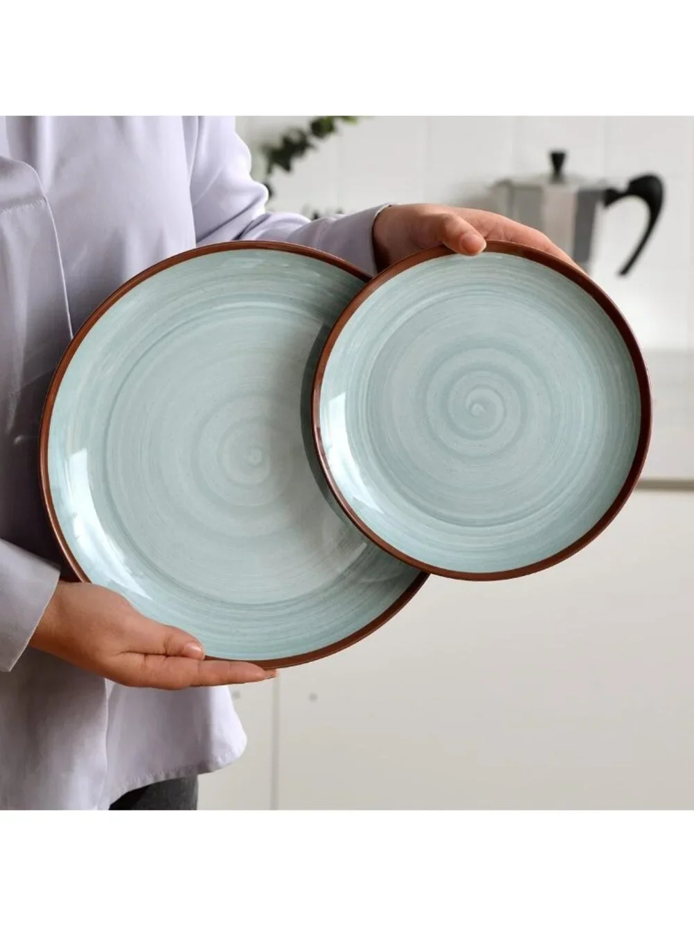 Stylish Mint Blue Melamine Dinnerware Set for 4 - 12 Pcs, Dishwasher Safe & BPA